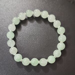 Handmade Mint Green Quartz And Sterling Silver Beaded Bracelet